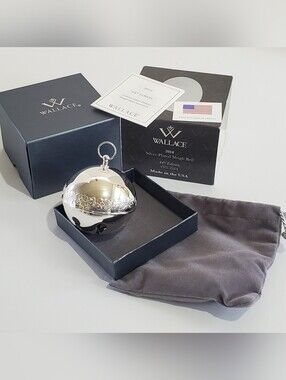 Wallace Silver Sleigh Bell Christmas Ornament 2014 Silver Plated Bell 44th Ed